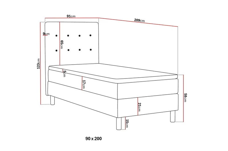 Dream Komplett Sängpaket 90x200 cm Knappar - Mörkgrå - Möbler - Säng - Kontinentalsäng