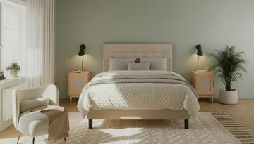 Dream Komplett Sängpaket med Knappad Sänggavel och Bäddmadrass – Kontinentalsäng 120x200 cm i Tyg med Fasthetsgrad Medium - Beige - Möbler - Säng - Dubbelsäng
