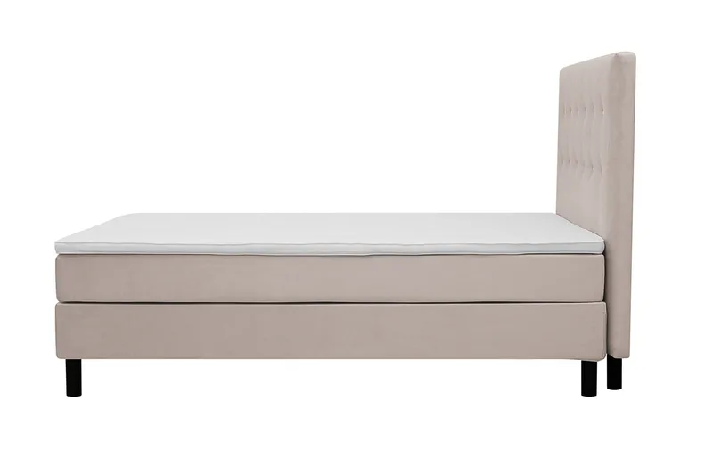 Dream Komplett Sängpaket med Knappad Sänggavel och Bäddmadrass – Kontinentalsäng 120x200 cm i Tyg med Fasthetsgrad Medium - Beige - Möbler - Säng - Dubbelsäng