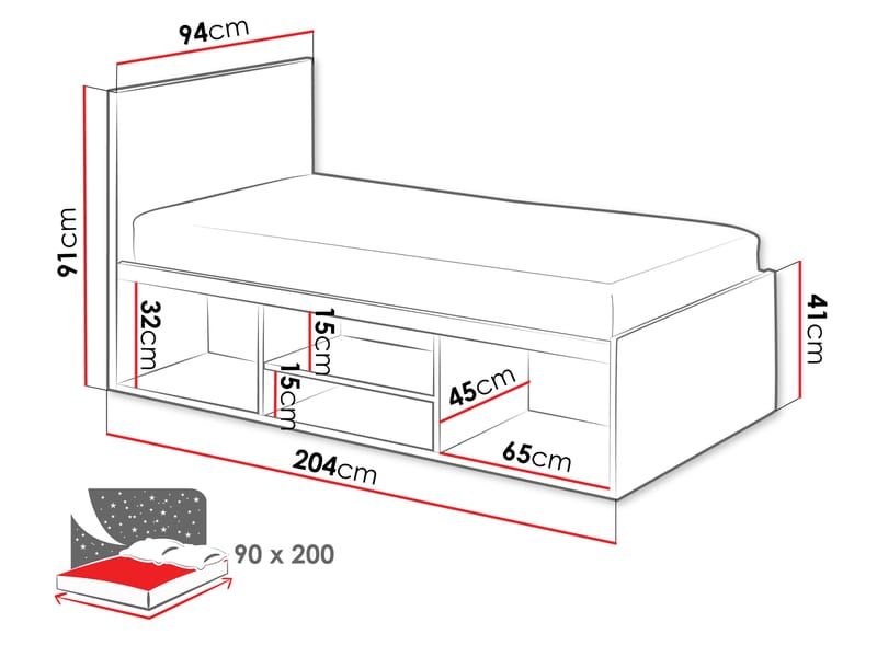 Drosbacken Sängram 90x200 cm - vit - Möbler - Säng - Säng med förvaring