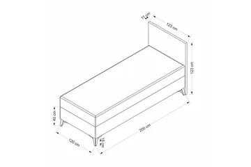 Dubbel Sängram & Sänggavel Badena Beige - 120 x 40 x 200 cm - Möbler - Säng - Sängram & sängstomme