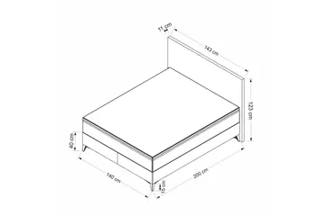 Dubbel Sängram & Sänggavel Badena Beige - 140 x 40 x 200 cm - Möbler - Säng - Ramsäng