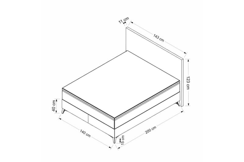 Dubbel Sängram & Sänggavel Badena Beige - 140 x 40 x 200 cm - Möbler - Säng - Ramsäng