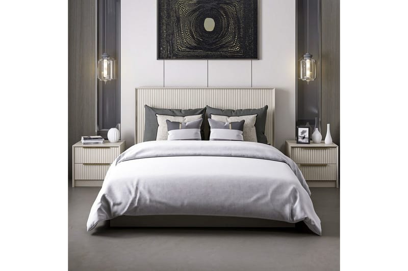 Dubbel Sängram & Sänggavel Fruitland Stone (150 x 35 x 208 cm) - Grå - Möbler - Säng - Sängram & sängstomme