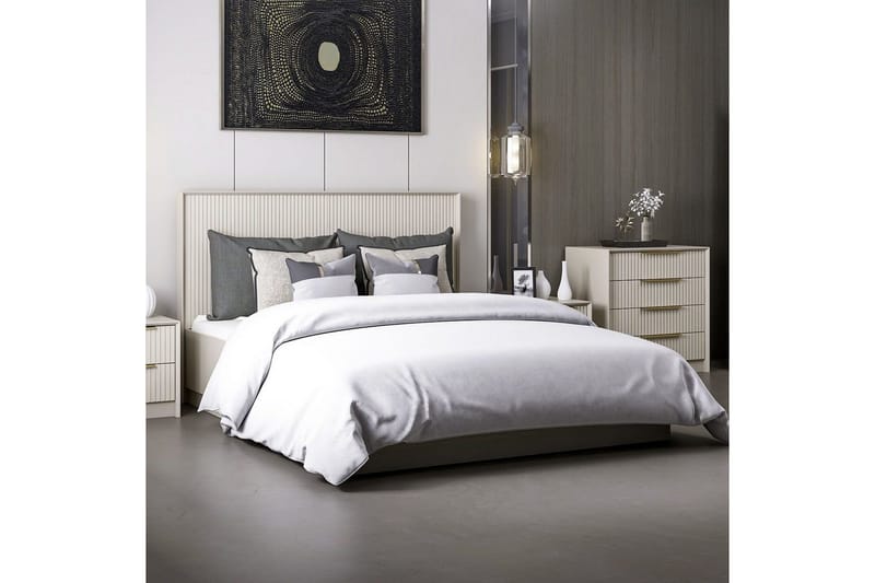 Dubbel Sängram & Sänggavel Fruitland Stone (150 x 35 x 208 cm) - Grå - Möbler - Säng - Sängram & sängstomme