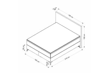 Dubbel Sängram & Sänggavel Harlee Grå - 160 x 38 x 210 cm - Möbler - Säng - Sängram & sängstomme