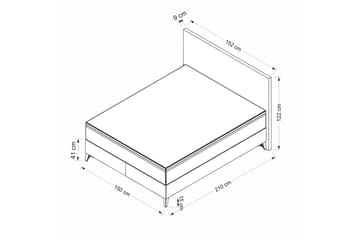Dubbel Sängram & Sänggavel Mashli Grå - 150 x 41 x 200 cm - Möbler - Säng - Sängram & sängstomme