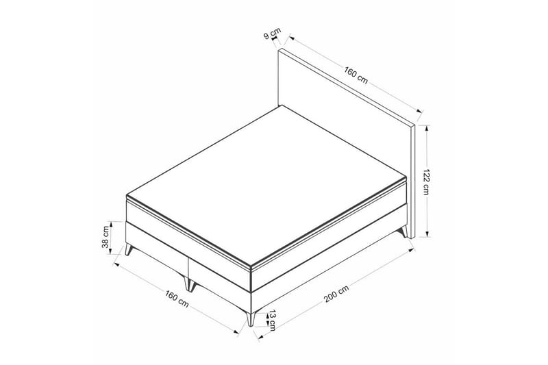 Dubbel Sängram & Sänggavel Matbar Mörkgrå - 160 x 38 x 200 cm - Möbler - Säng - Sängram & sängstomme