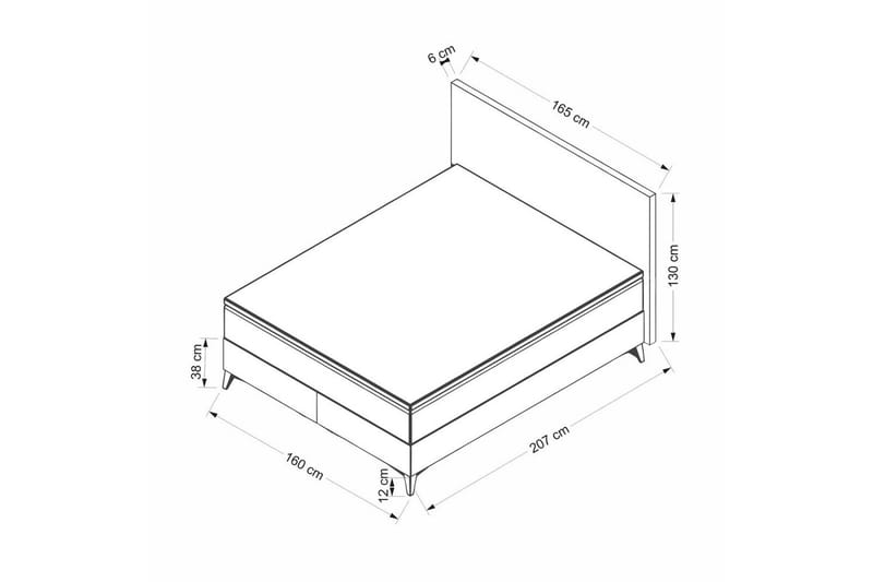 Dubbel Sängram & Sänggavel Mojon Beige - 160 x 38 x 200 cm - Möbler - Säng - Sängram & sängstomme