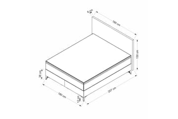 Dubbel Sängram & Sänggavel Mojon Beige - 180 x 38 x 200 cm - Möbler - Säng - Sängram & sängstomme