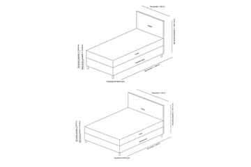 Dubbel Sängram & Sänggavel Sonyi Antracit - 140 x 110 x 200 cm - Möbler - Säng - Sängram & sängstomme