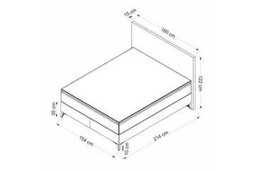 Dubbel Sängram & Sänggavel Sorang Grå - 154 x 35 x 200 cm - Möbler - Säng - Sängram & sängstomme