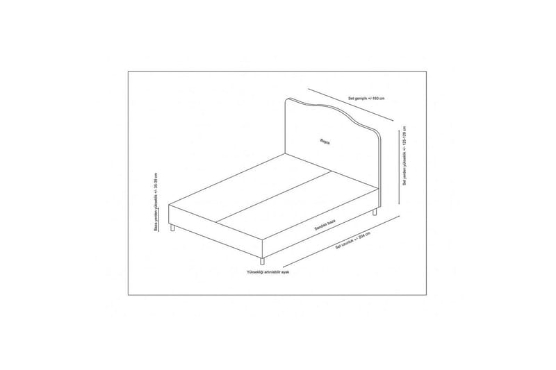 Dubbel Sängram & Sänggavel Subato Beige - 150 x 125 x 200 cm - Möbler - Säng - Sängram & sängstomme