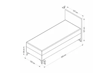 Dubbel Sängram & Sänggavel Sube Grå - 120 x 38 x 200 cm - Möbler - Säng - Sängram & sängstomme