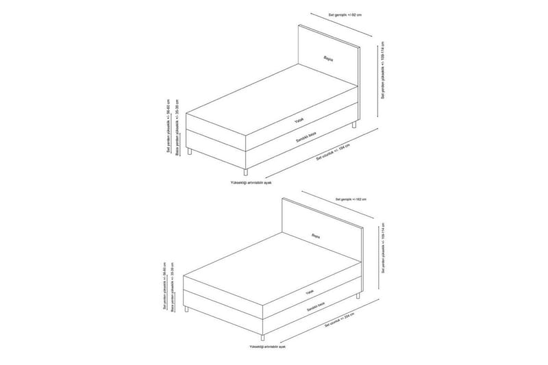Dubbel Sängram & Sänggavel Sudalmuni antracit - 160 x 110 x 200 cm - Möbler - Säng - Sängram & sängstomme