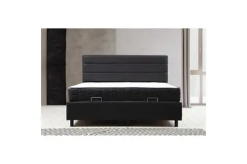 Dubbelmadrass, Bas & Huvudgavel Sonyi Set Antracit - 140 x 114 x 200 cm - Möbler - Säng - Sängram & sängstomme