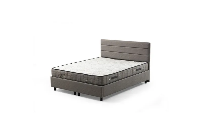 Dubbelmadrass, Bas & Huvudgavel Sonyi Set Ljusgrå, 160 x 114 x 200 cm