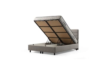 Dubbelmadrass, Bas & Huvudgavel Sonyi Set Ljusgrå - 160 x 114 x 200 cm - Möbler - Säng - Sängram & sängstomme