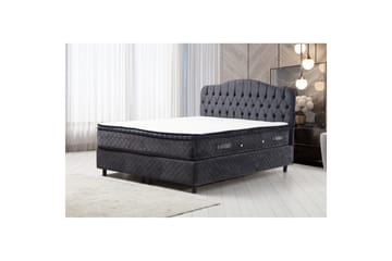 Dubbelmadrass, Bas & Huvudgavel Subato Set Antracit - 150 x 125 x 200 cm - Möbler - Säng - Komplett sängpaket