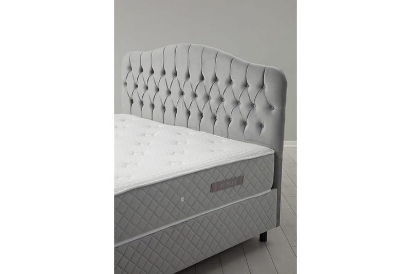 Dubbelmadrass, Bas & Huvudgavel Subato Set Grå - 140 x 125 x 200 cm - Möbler - Säng - Komplett sängpaket