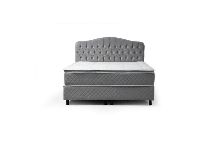 Dubbelmadrass, Bas & Huvudgavel Subato Set Grå - 150 x 125 x 200 cm - Möbler - Säng - Komplett sängpaket