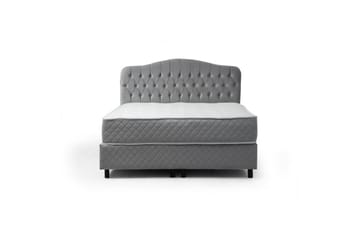 Dubbelmadrass, Bas & Huvudgavel Subato Set Grå - 150 x 125 x 200 cm - Möbler - Säng - Komplett sängpaket