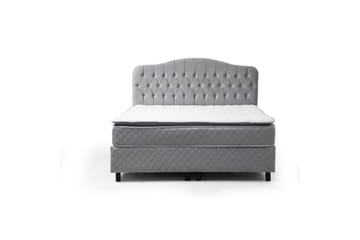 Dubbelmadrass, Bas & Huvudgavel Subato Set Grå - 150 x 125 x 200 cm - Möbler - Säng - Komplett sängpaket