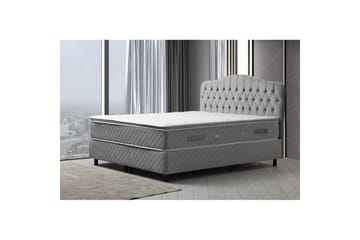 Dubbelmadrass, Bas & Huvudgavel Subato Set Grå - 160 x 125 x 200 cm - Möbler - Säng - Komplett sängpaket
