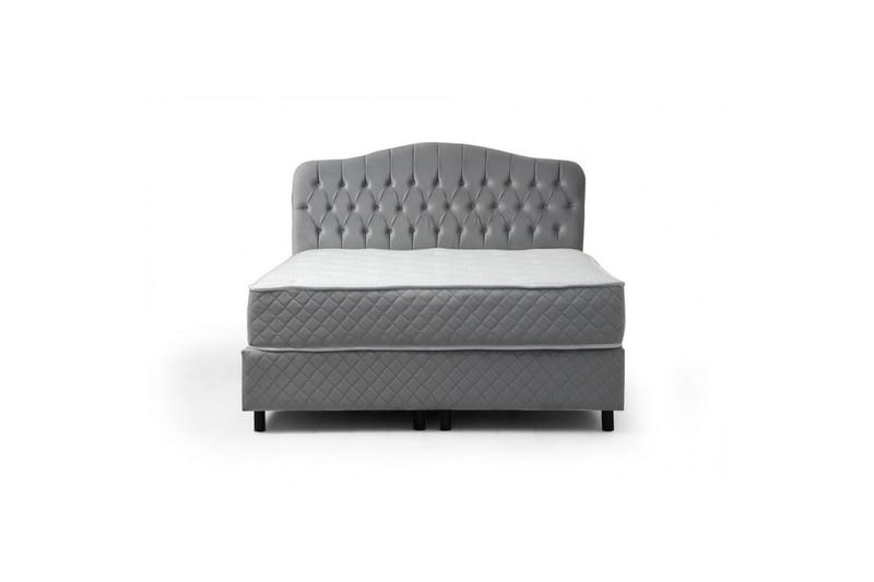 Dubbelmadrass, Bas & Huvudgavel Subato Set Grå - 160 x 125 x 200 cm - Möbler - Säng - Komplett sängpaket