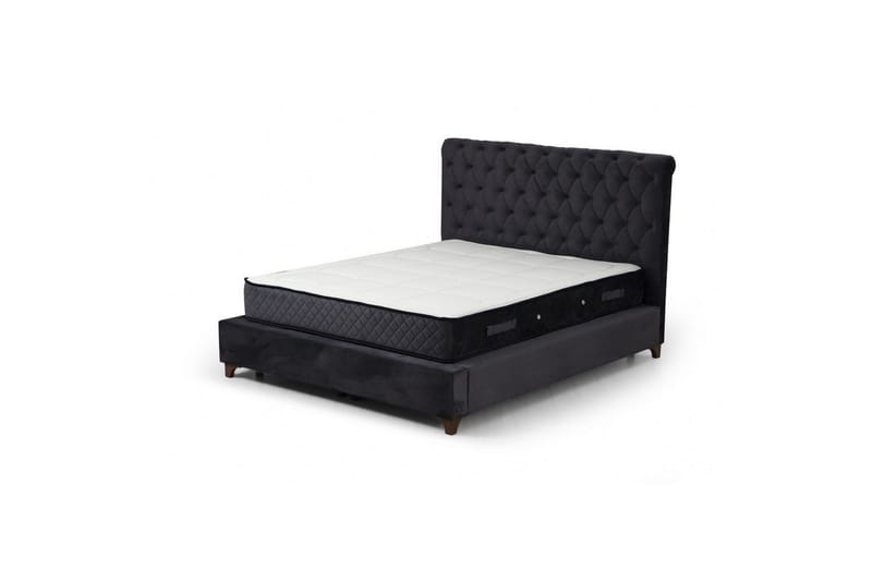 Dubbelmadrass, Bas & Huvudgavel Subra Set (160 x 200 cm) Antracit - Antracit - Möbler - Säng - Komplett sängpaket