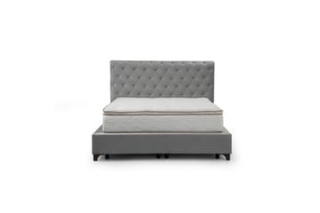 Dubbelmadrass, Bas & Huvudgavel Subra Set Grå - 160 x 200 cm - Möbler - Säng - Komplett sängpaket