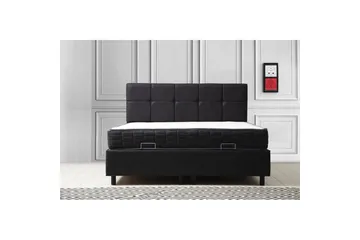 Dubbelmadrass, Bas & Huvudgavel Sudalmuni set antracit - 150 x 114 x 200 cm - Möbler - Säng - Ramsäng