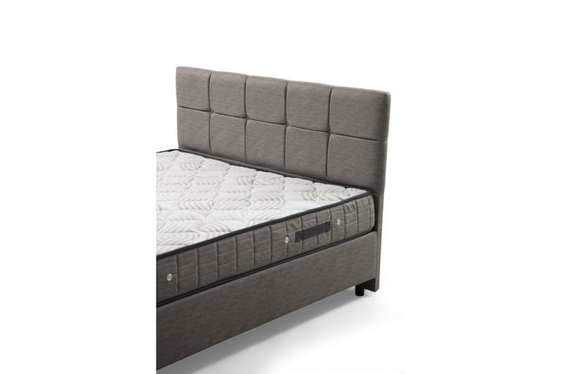 Dubbelmadrass, Bas & Huvudgavel Sudalmuni Set Ljusgrå - 150 x 107 x 204 cm - Möbler - Säng - Dubbelsäng