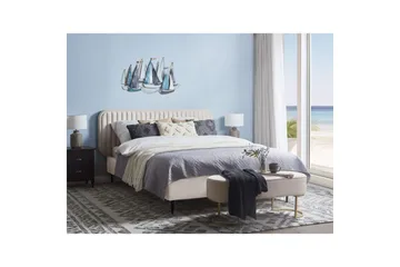 Dubbelsäng Brin med lamellram Beige-Svart, 140x200 cm - Beige-Svart, 140x200 cm - Möbler - Säng - Sängram & sängstomme