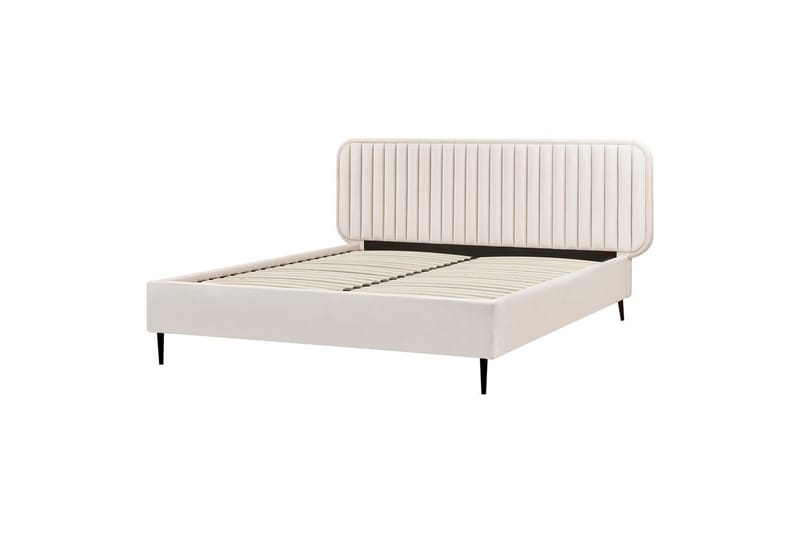 Dubbelsäng Brin med lamellram Beige-Svart, 160x200 cm - Beige-Svart, 160x200 cm - Möbler - Säng - Sängram & sängstomme