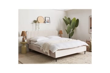 Dubbelsäng Brin med lamellram Beige-Svart, 160x200 cm - Beige-Svart, 160x200 cm - Möbler - Säng - Sängram & sängstomme