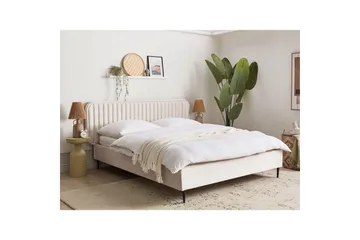 Dubbelsäng Brin med lamellram Beige-Svart, 160x200 cm - Beige-Svart, 160x200 cm - Möbler - Säng - Sängram & sängstomme