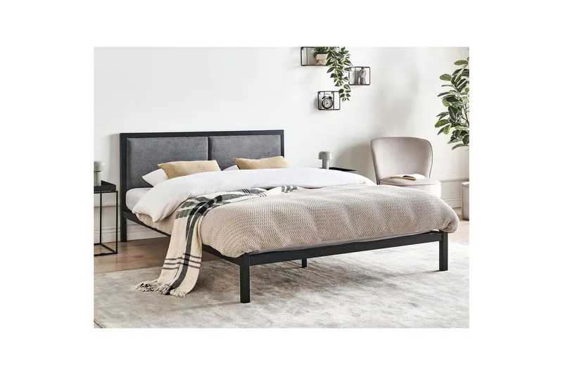 Dubbelsäng Clamart med lamellram Svart-Grå, 140x200 cm - Svart-Grå, 140x200 cm - Möbler - Säng - Ramsäng