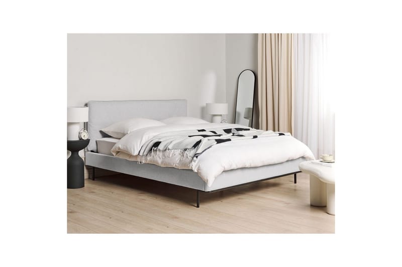Dubbelsäng Corio med lamellram Grå-Svart, 160x200 cm - Grå-Svart, 160x200 cm - Möbler - Säng - Ramsäng