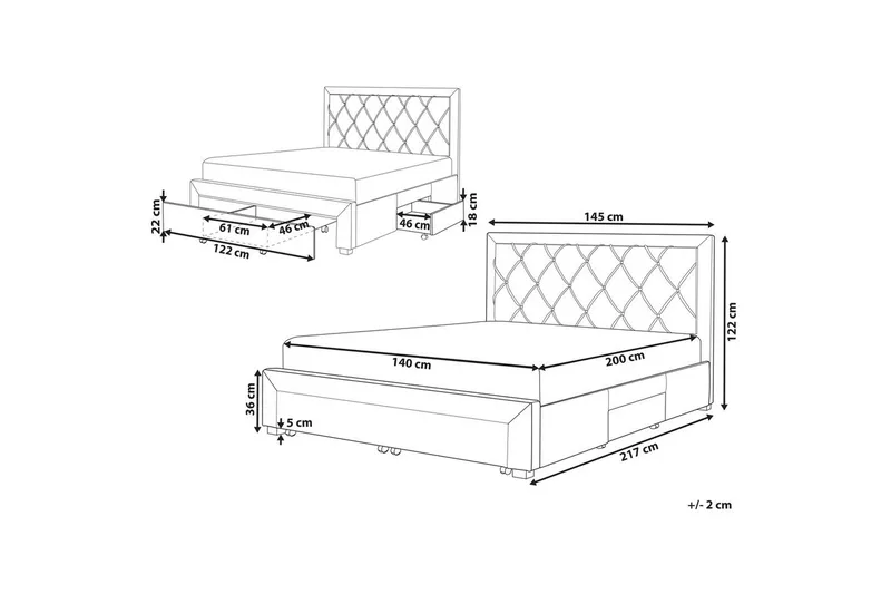 Dubbelsäng Lievin med förvaring 140x200 cm - 140x200 cm - Möbler - Säng - Säng med förvaring