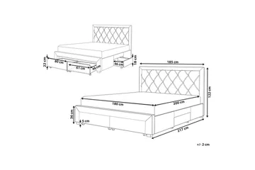 Dubbelsäng Lievin med förvaring 180x200 cm - 180x200 cm - Möbler - Säng - Säng med förvaring