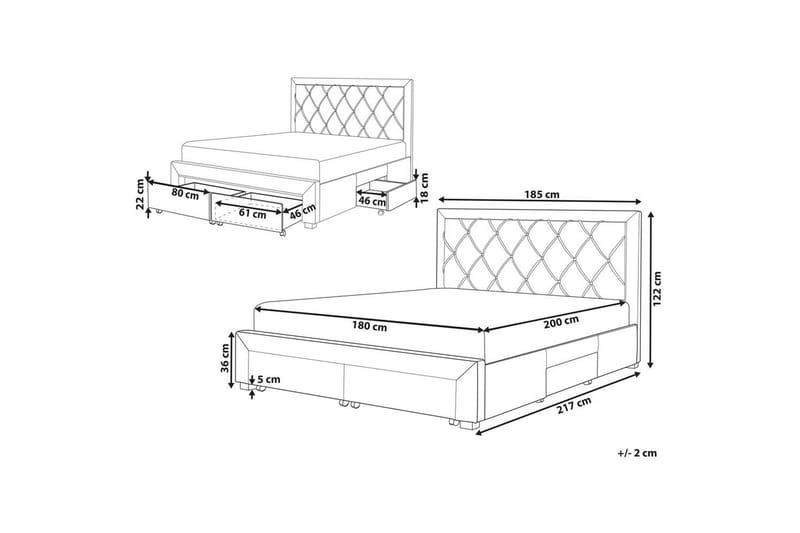 Dubbelsäng Lievin med förvaring 180x200 cm - 180x200 cm - Möbler - Säng - Säng med förvaring