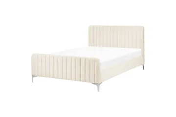 Dubbelsäng Lunan med lamellram Beige-Silver, 140x200 cm - Beige-Silver, 140x200 cm - Möbler - Säng - Dubbelsäng