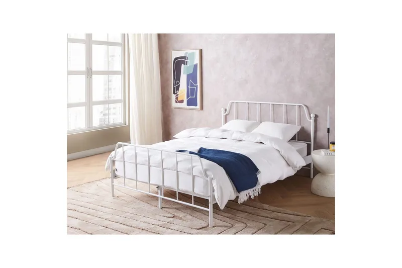 Dubbelsäng Mauressac med lamellram Vit, 140x200 cm - Vit, 140x200 cm - Möbler - Säng - Sängram & sängstomme