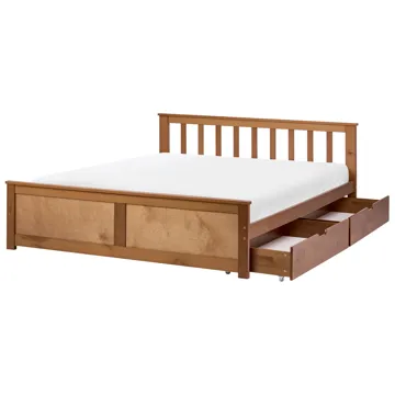 Dubbelsäng med 2 lådor Olendon 120x200 - Brun - Möbler - Säng - Säng med förvaring