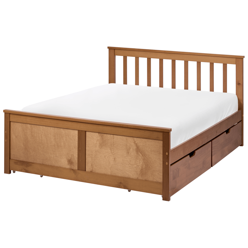 Dubbelsäng med 4 lådor Olendon 120x200 - Brun - Möbler - Säng - Säng med förvaring