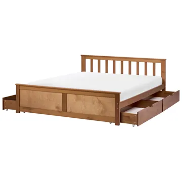 Dubbelsäng med 4 lådor Olendon 120x200 - Brun - Möbler - Säng - Säng med förvaring