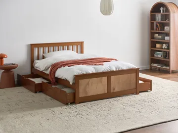 Dubbelsäng med 4 lådor Olendon 120x200 - Brun - Möbler - Säng - Säng med förvaring