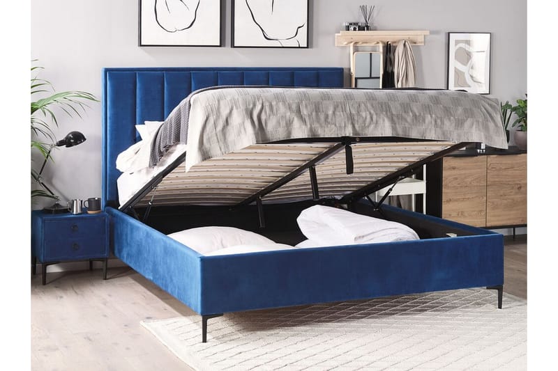 Dubbelsäng med förvaring 160x200 cm SEZANNE - Blå - Dubbelsäng med förvaring - S�äng med förvaring