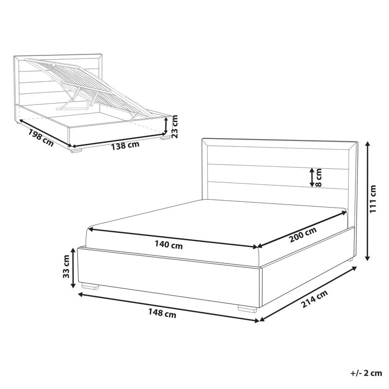 Dubbelsäng med förvaring Rouen 140x200 cm - Ljusbeige - Möbler - Säng - Säng med förvaring